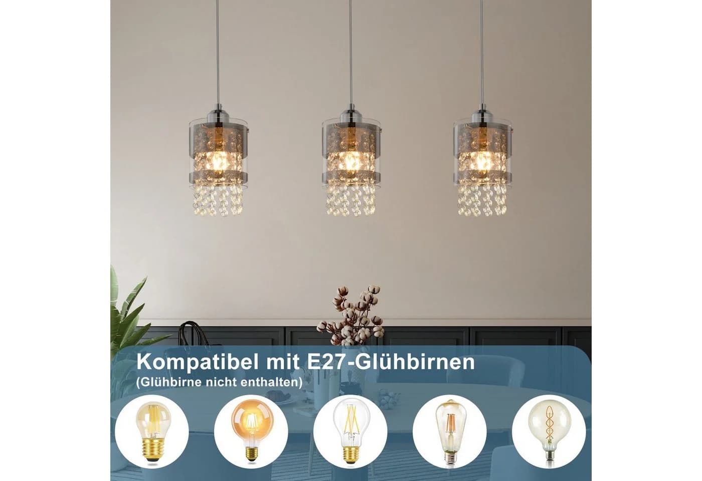 ZMH Pendelleuchte Modern 150CM Kristall Hängelampe Esszimmer - Bild 3
