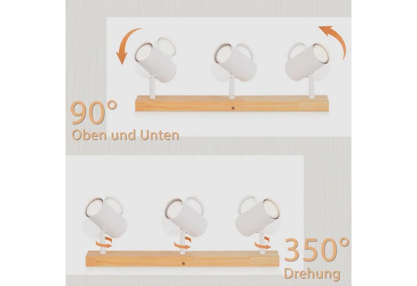 Nettlife Deckenstrahler Weiß Holz 1/2/3 Flammig GU10 Landhaus Deckenleuchte