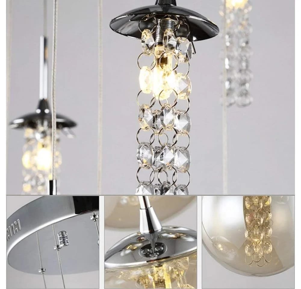 Nettlife Pendelleuchte 3-flammig Bernstein/Grau Glas, höhenverstellbar - Bild 5
