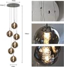 Nettlife Pendelleuchte G9 Bernstein/Grau Glas höhenverstellbar Bild 4
