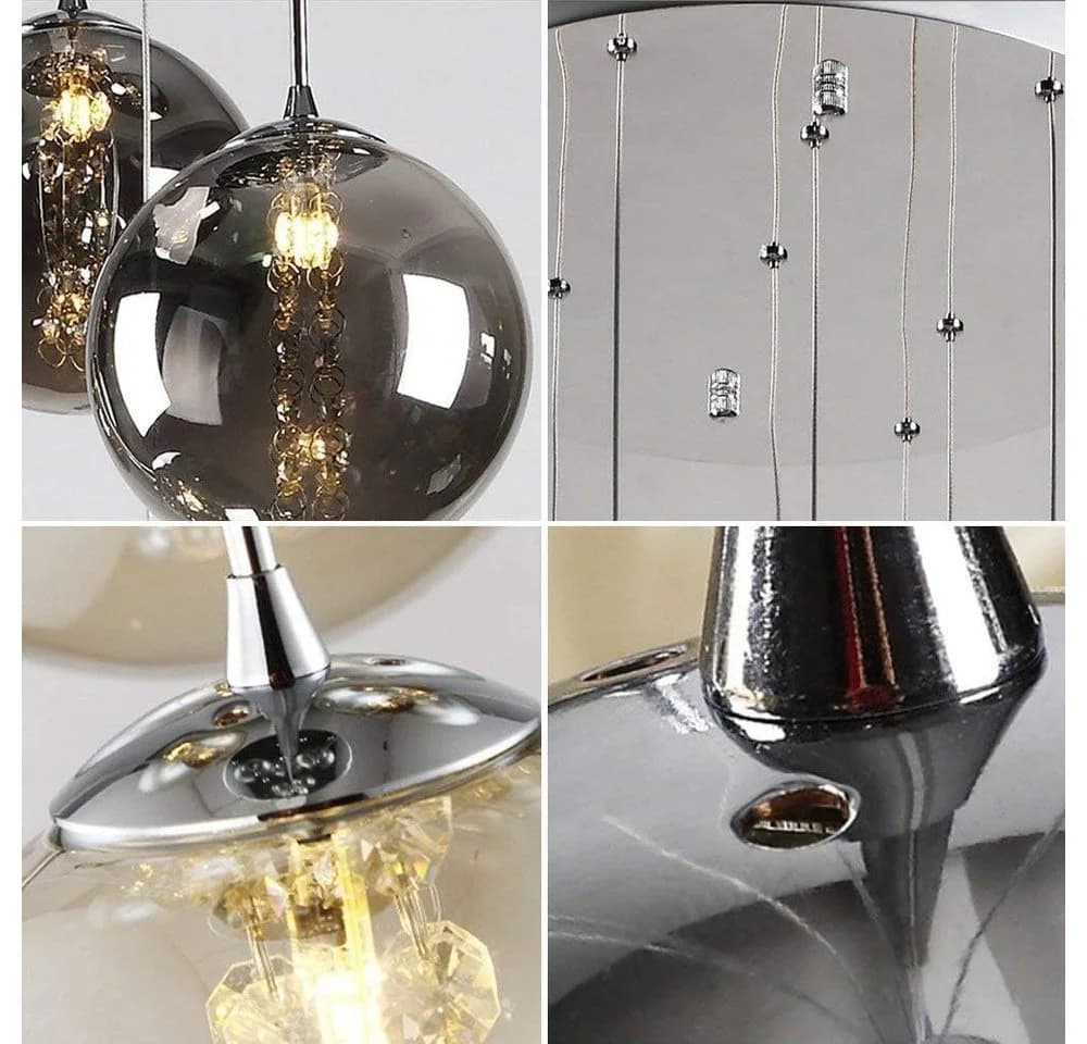 Nettlife Pendelleuchte G9 Bernstein/Grau Glas höhenverstellbar - Bild 5