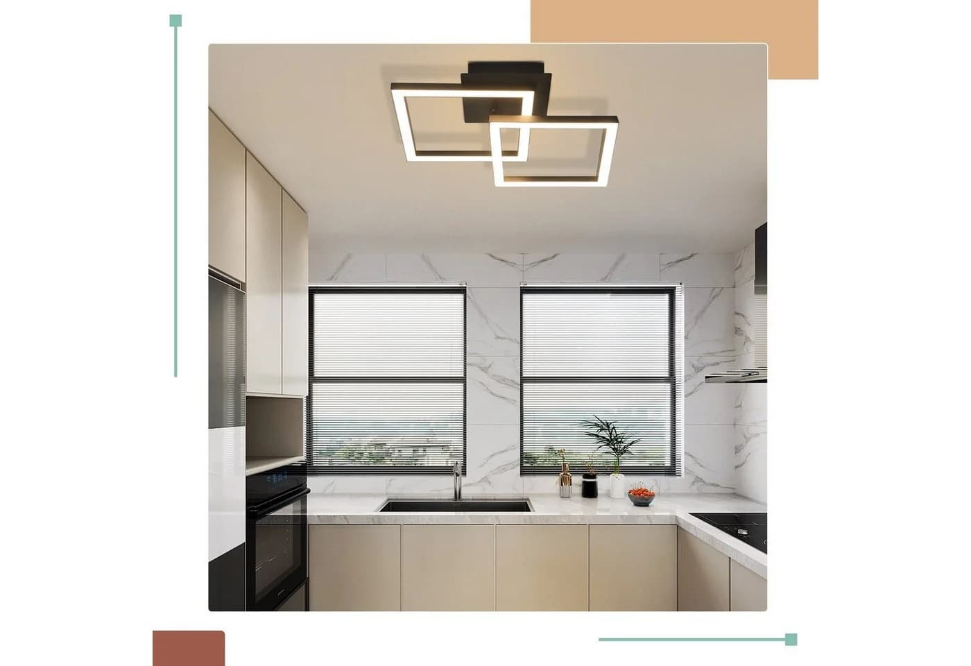Nettlife LED Deckenleuchte Modern 24W Warmweiß 3000K Schwarz - Bild 3