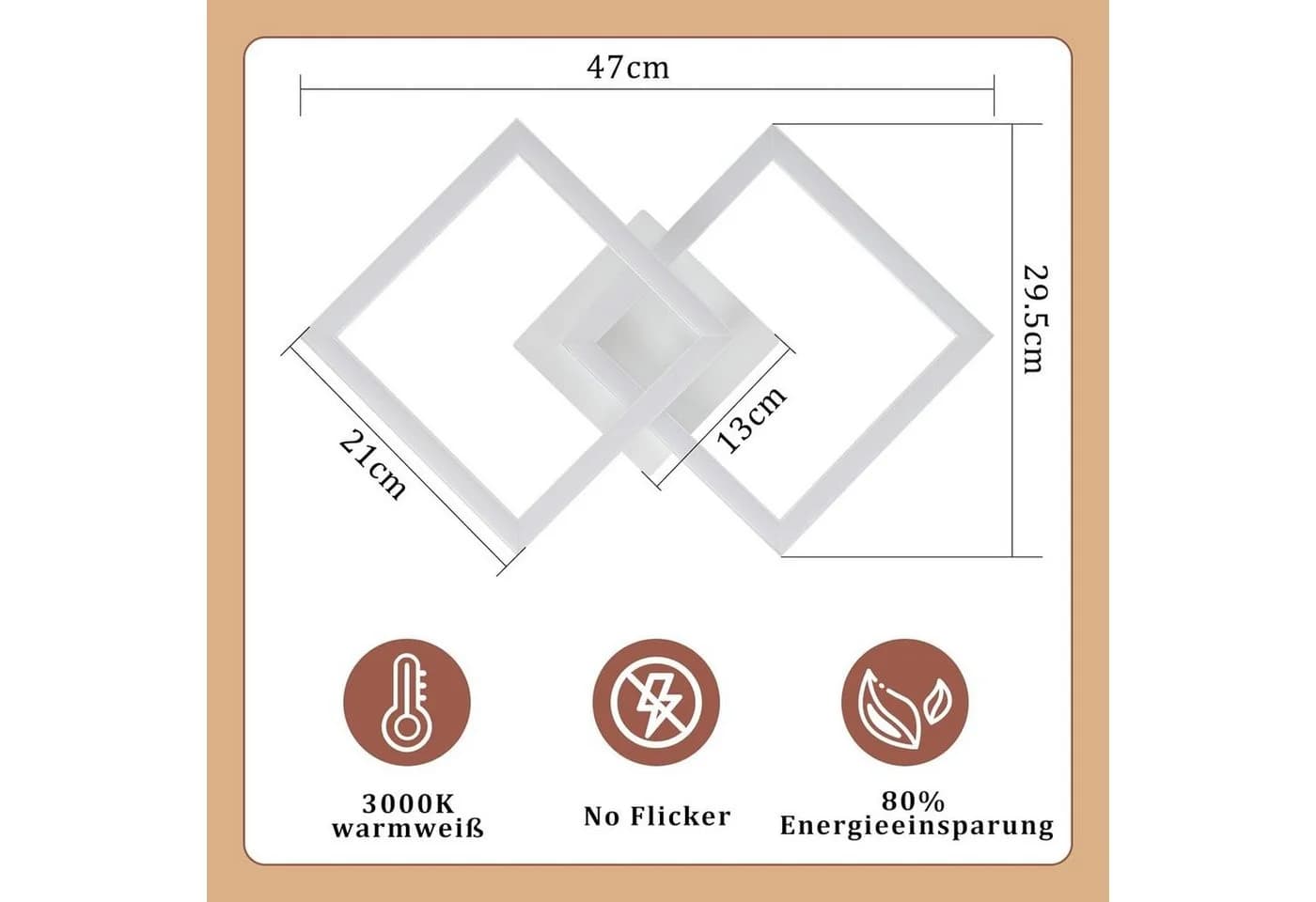 Nettlife LED Deckenleuchte Modern 24W Warmweiß 3000K Schwarz - Bild 4