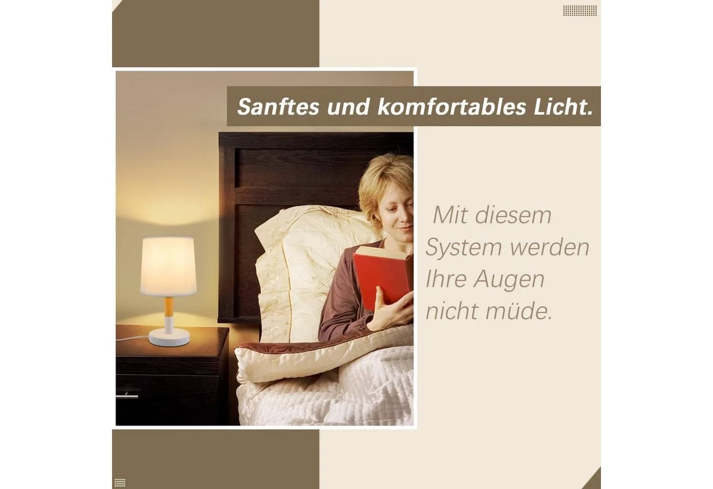 Nettlife Nachttischlampe Holz E27 Landhausstil mit Kippschalter - Bild 3