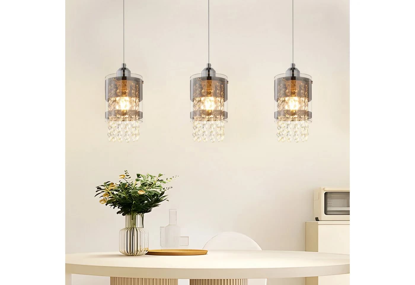 Nettlife Pendelleuchte Kristall 3 Flammig E27 150cm - Bild 2