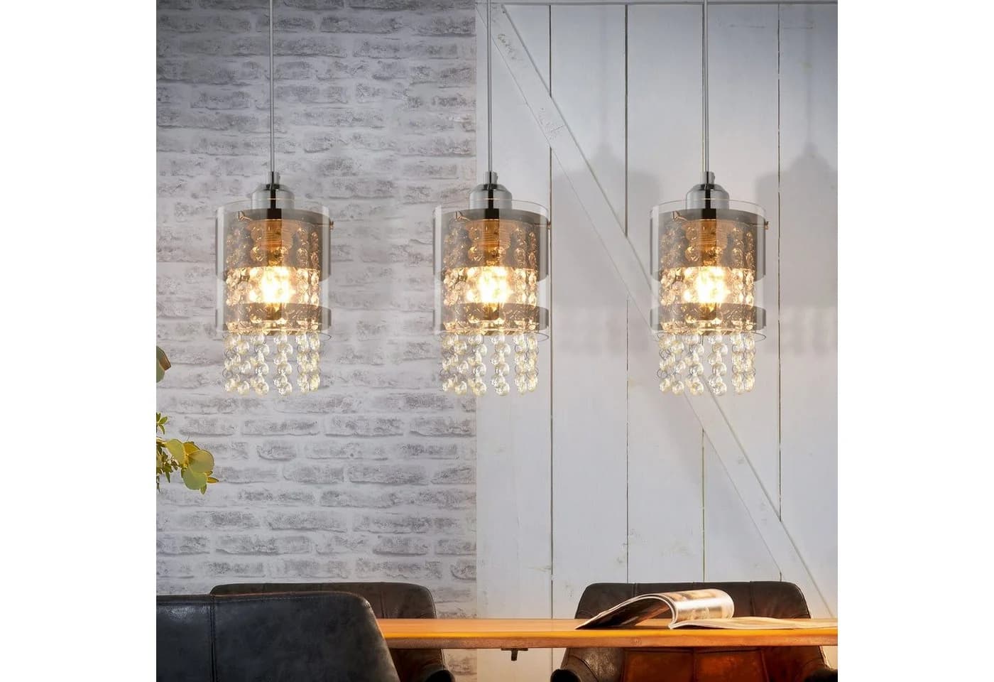 Nettlife Pendelleuchte Kristall 3 Flammig E27 150cm - Bild 3