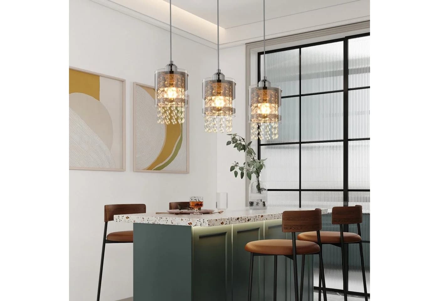 Nettlife Pendelleuchte Kristall 3 Flammig E27 150cm - Bild 5
