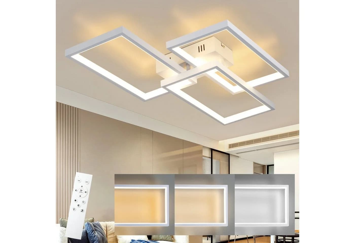 Nettlife LED Deckenleuchte 80CM Dimmbar mit Fernbedienung 48W, Farbwechsler - Bild 2