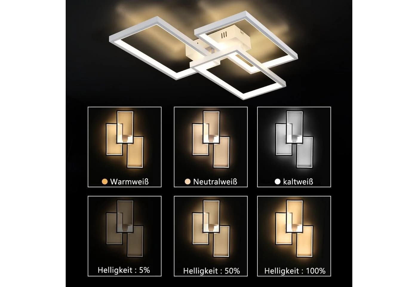 Nettlife LED Deckenleuchte 80CM Dimmbar mit Fernbedienung 48W, Farbwechsler - Bild 4