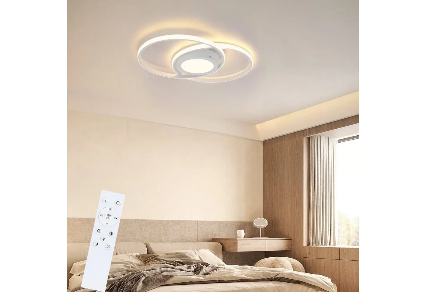 ZMH LED Deckenleuchte Dimmbar mit Fernbedienung Weiß Modern - Bild 4
