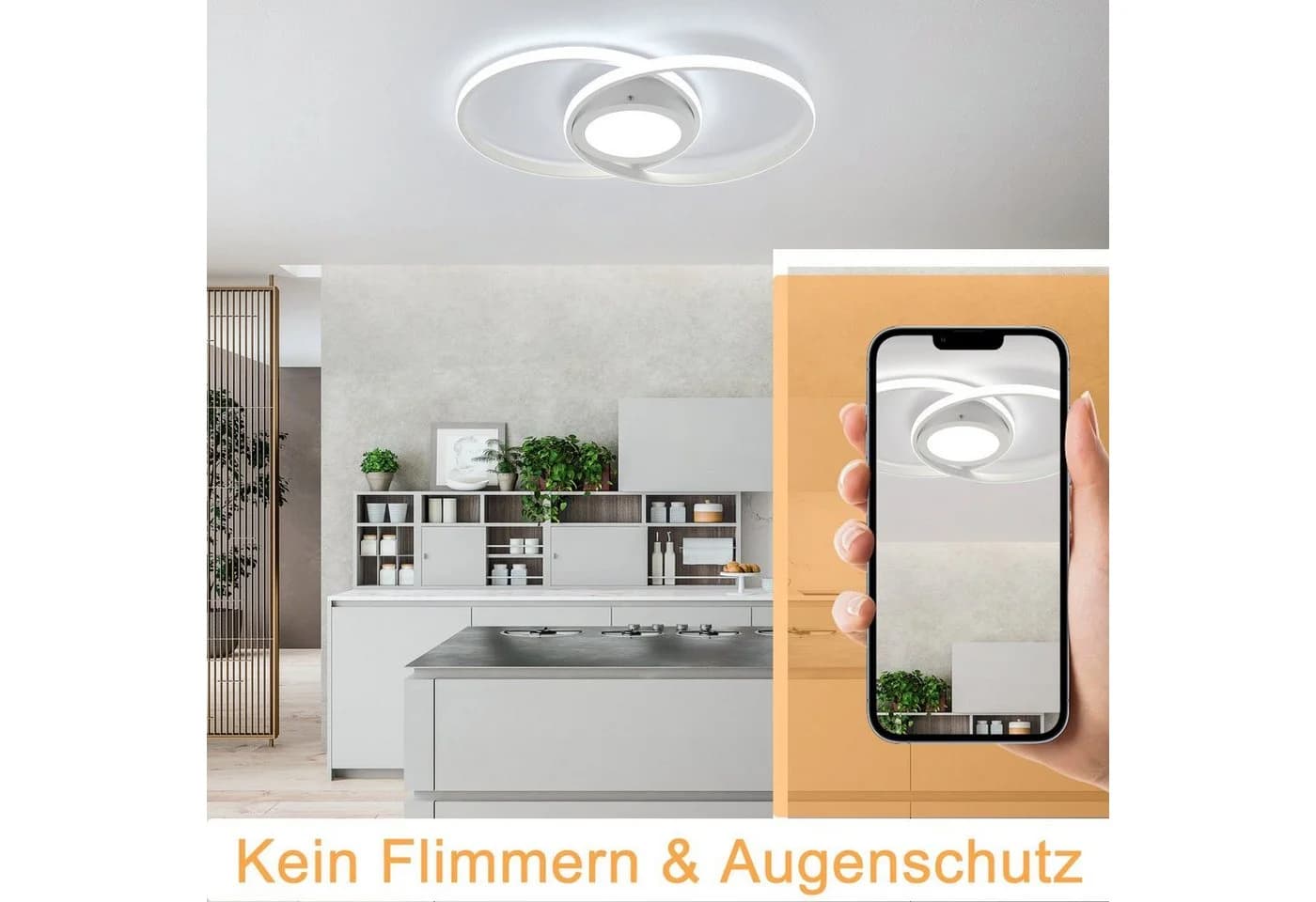ZMH LED Deckenleuchte Dimmbar mit Fernbedienung Weiß Modern - Bild 5