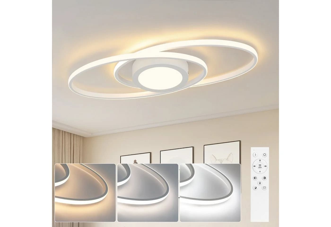 ZMH LED Deckenleuchte Dimmbar mit Fernbedienung Modern 48W 3000-6500k - Bild 2