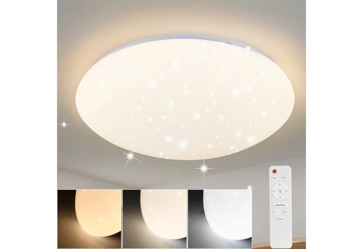 ZMH LED Deckenleuchte 37W Sternenhimmel Schlafzimmerlampe mit Fernbedienung - Bild 2