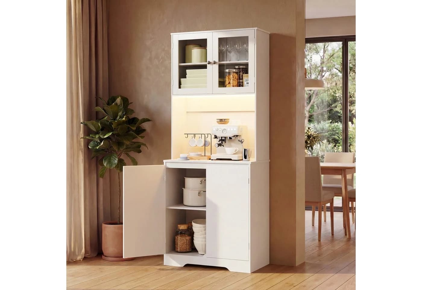 Bealife Buffet Küchenschrank Weiß mit LED-Licht & Steckdose - Bild 3