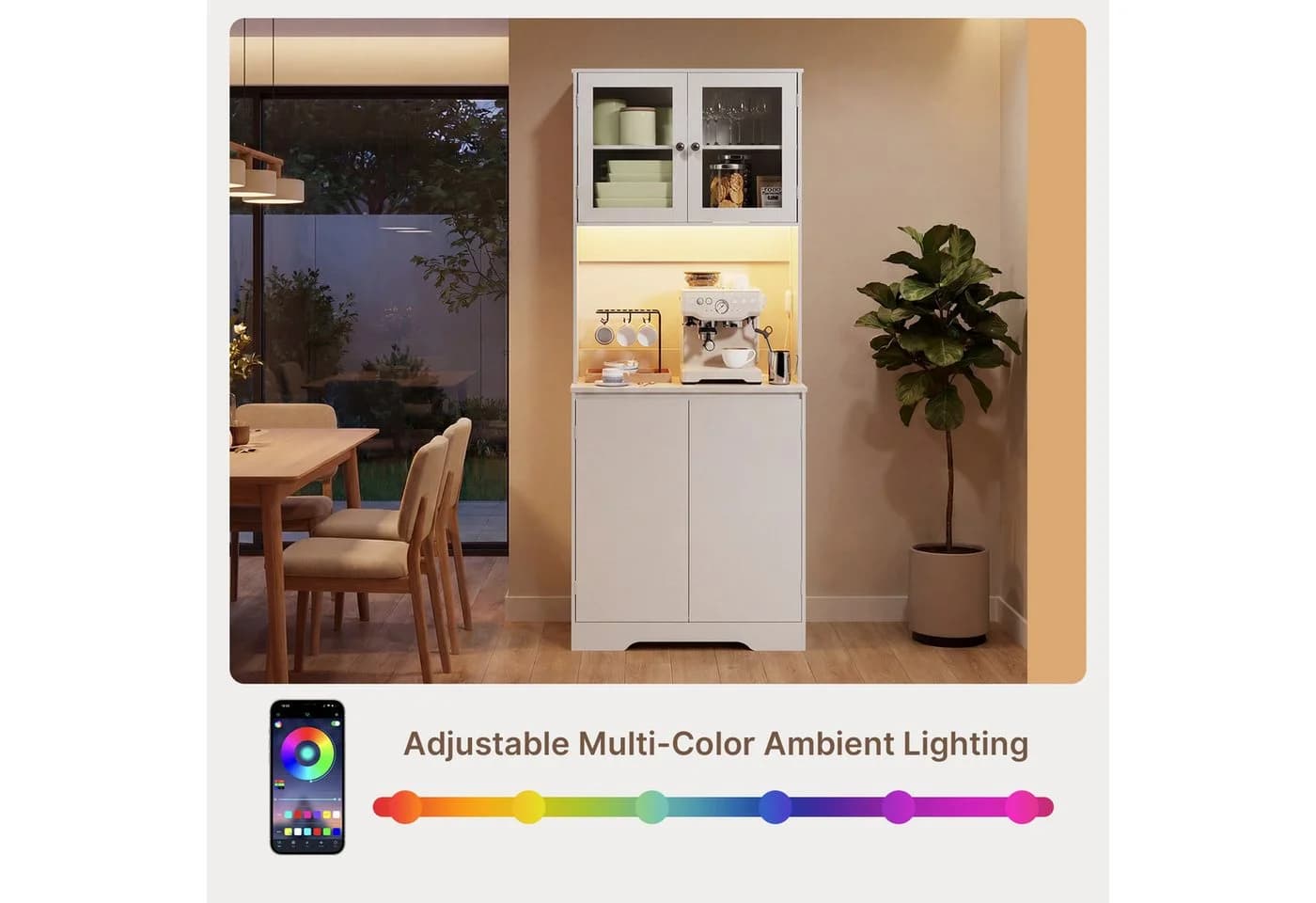 Bealife Buffet Küchenschrank Weiß mit LED-Licht & Steckdose - Bild 4