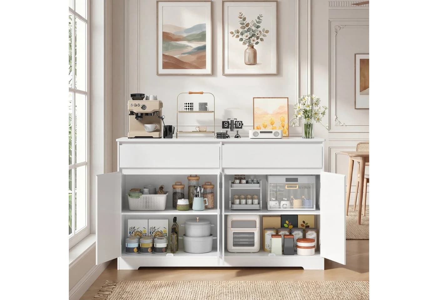 Bealife Sideboard Weiß mit zwei Schubladen und vier Türen - Bild 2