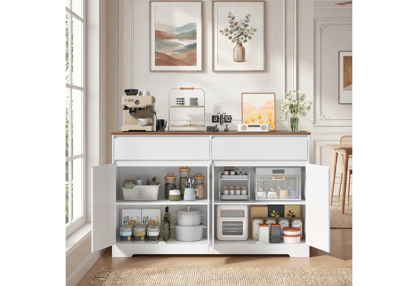 Bealife Sideboard Weiß mit zwei Schubladen und vier Türen - Bild 2