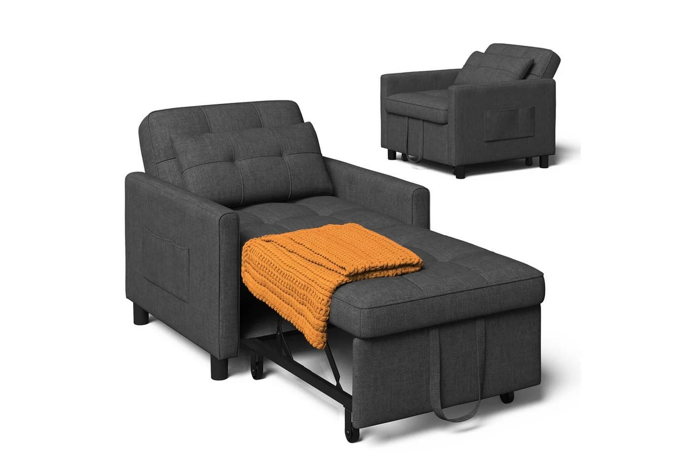 Bealife Relaxsessel 3 in 1 Klappsessel Grau Verstellbare Rückenlehne - Bild 2