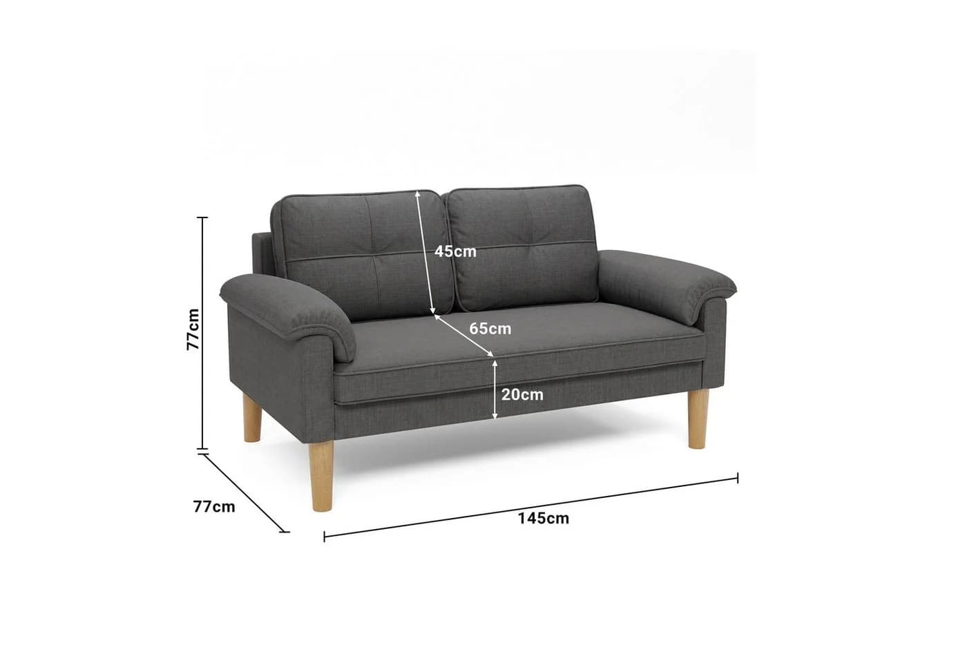 Bealife 2-Sitzer Sofa Grau mit Seitentasche und Armlehnen - Bild 3