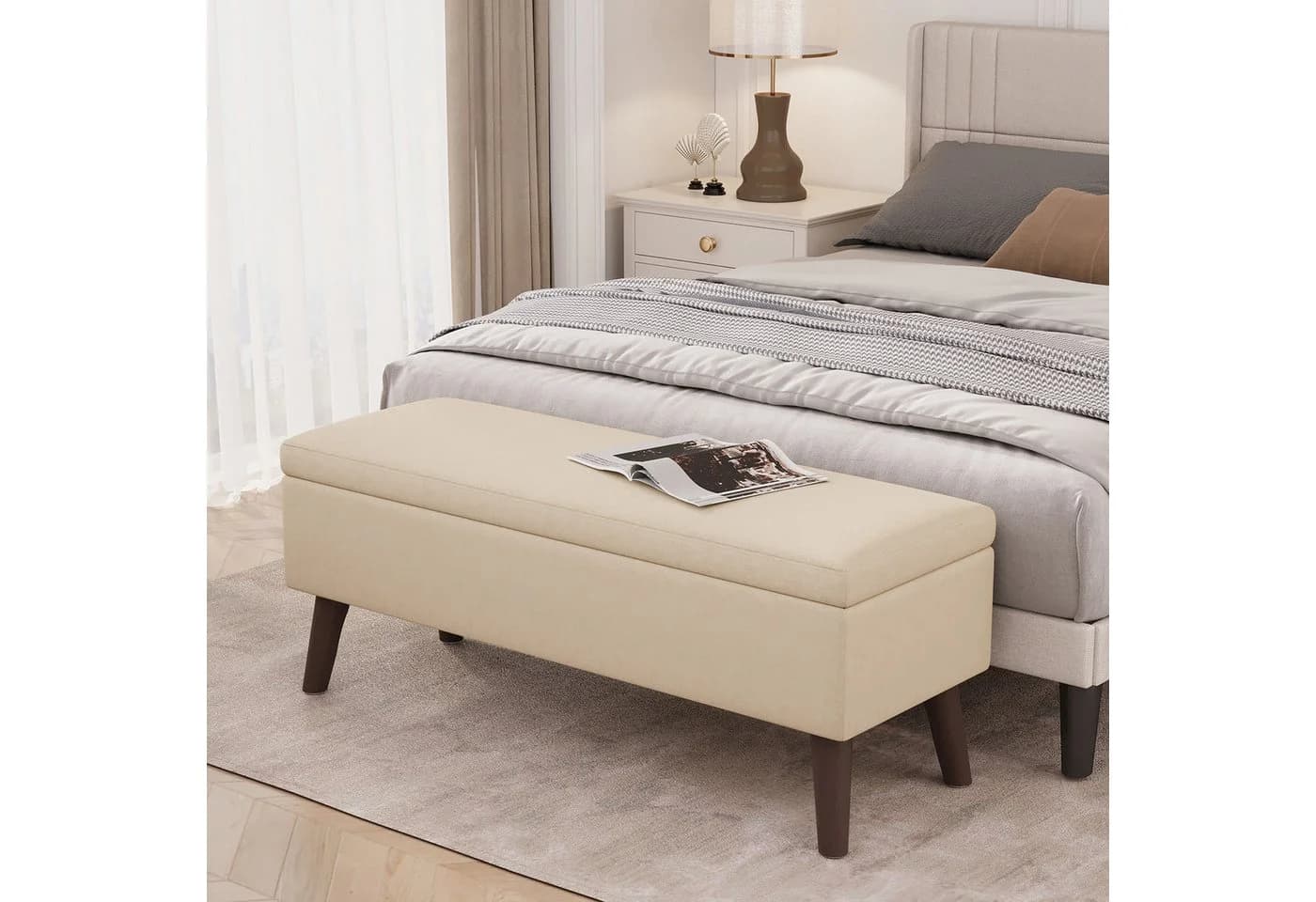 Bealife Garderobenbank mit Stauraum Beige - Bild 2