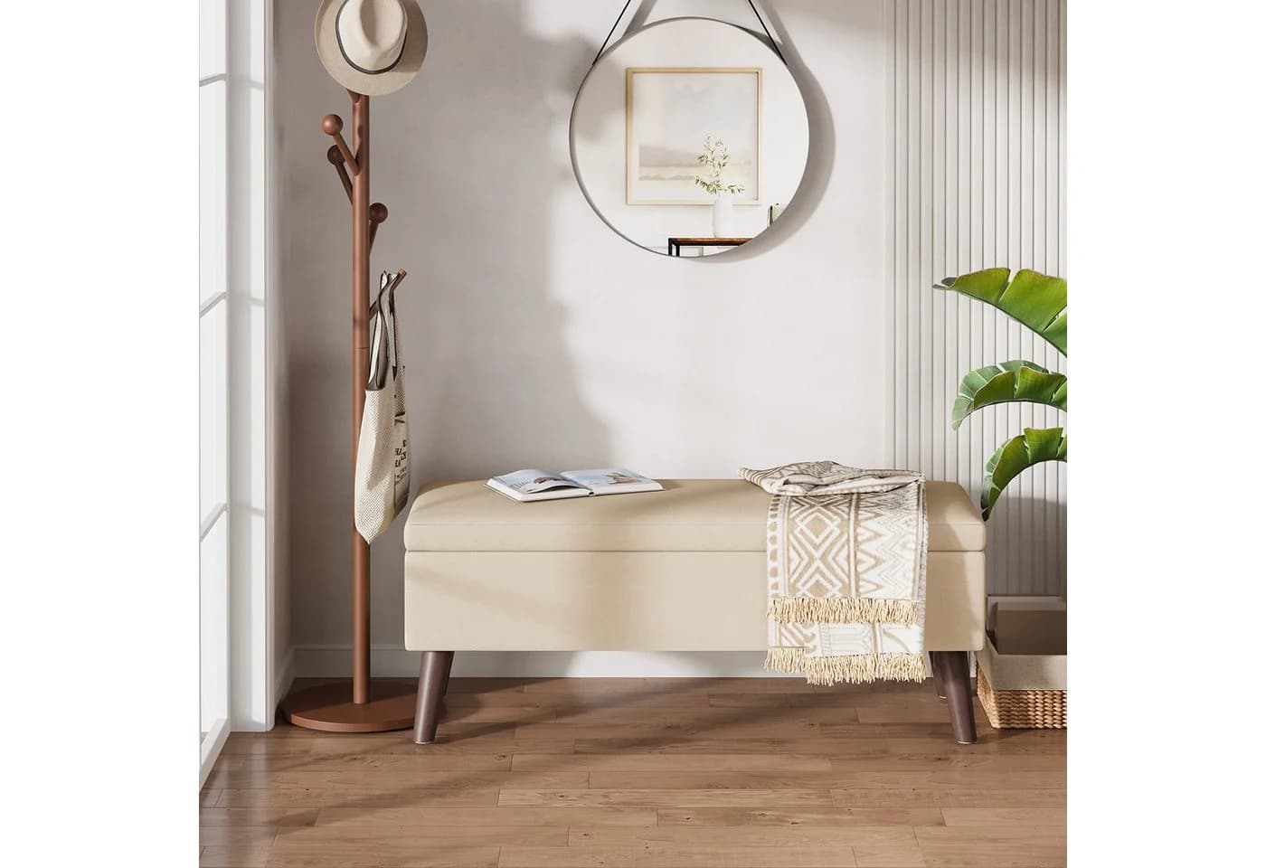 Bealife Garderobenbank mit Stauraum Beige - Bild 3