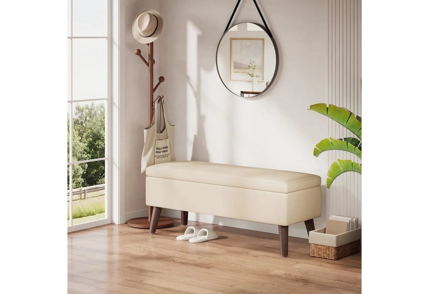 Bealife Garderobenbank mit Stauraum Beige - Bild 4