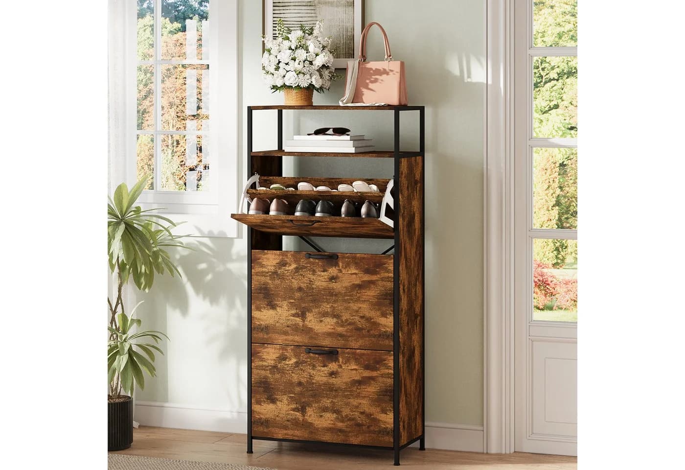 Bealife Schuhschrank Schuhregal mit 3 Klappen Retrofarbe - Bild 2