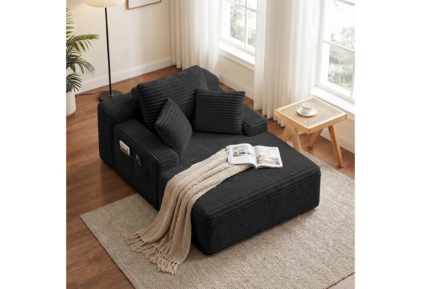Bealife Schlafsofa Cordstoff Relaxsofa mit 3 Rückenkissen - Bild 2
