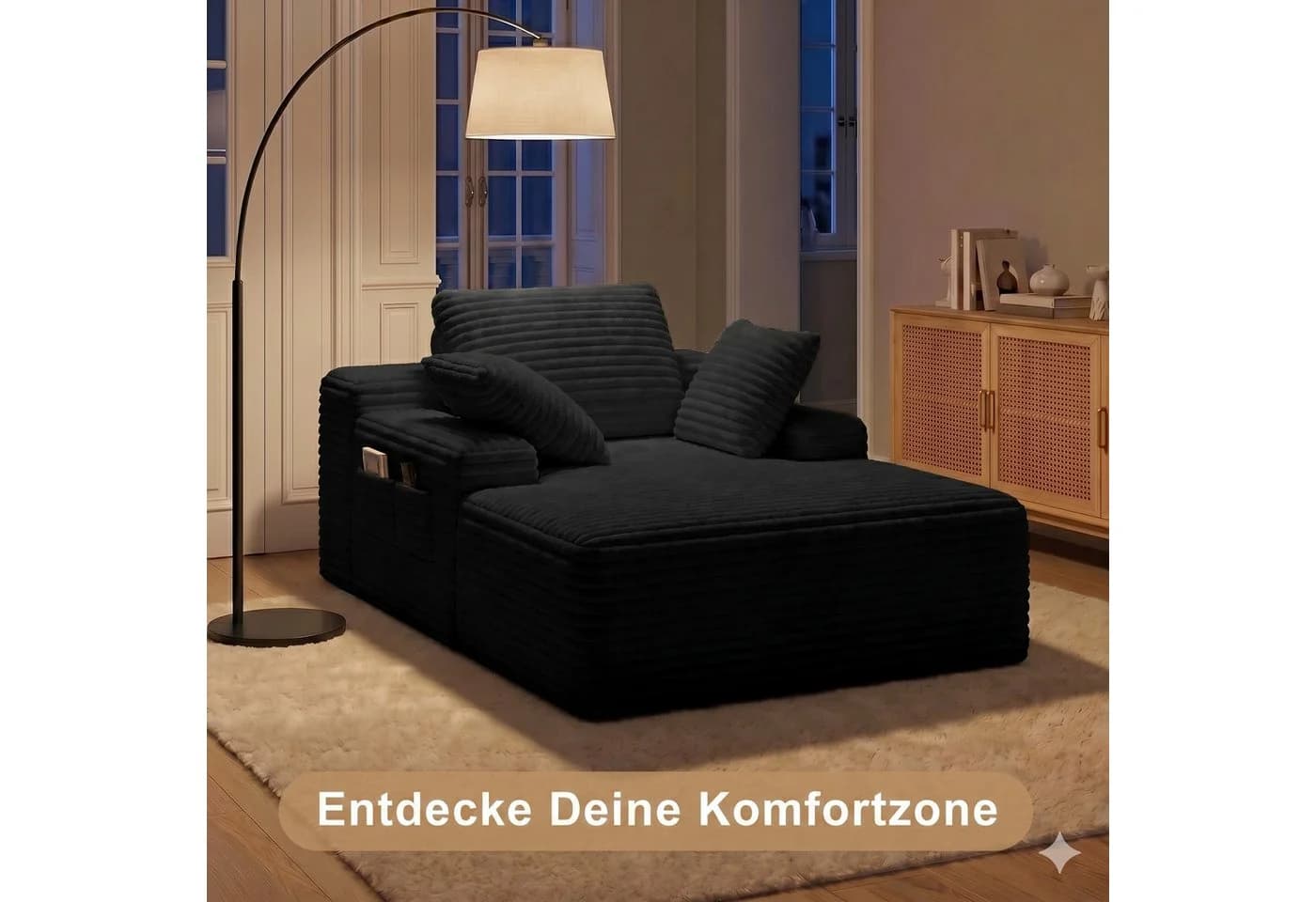Bealife Schlafsofa Cordstoff Relaxsofa mit 3 Rückenkissen - Bild 4