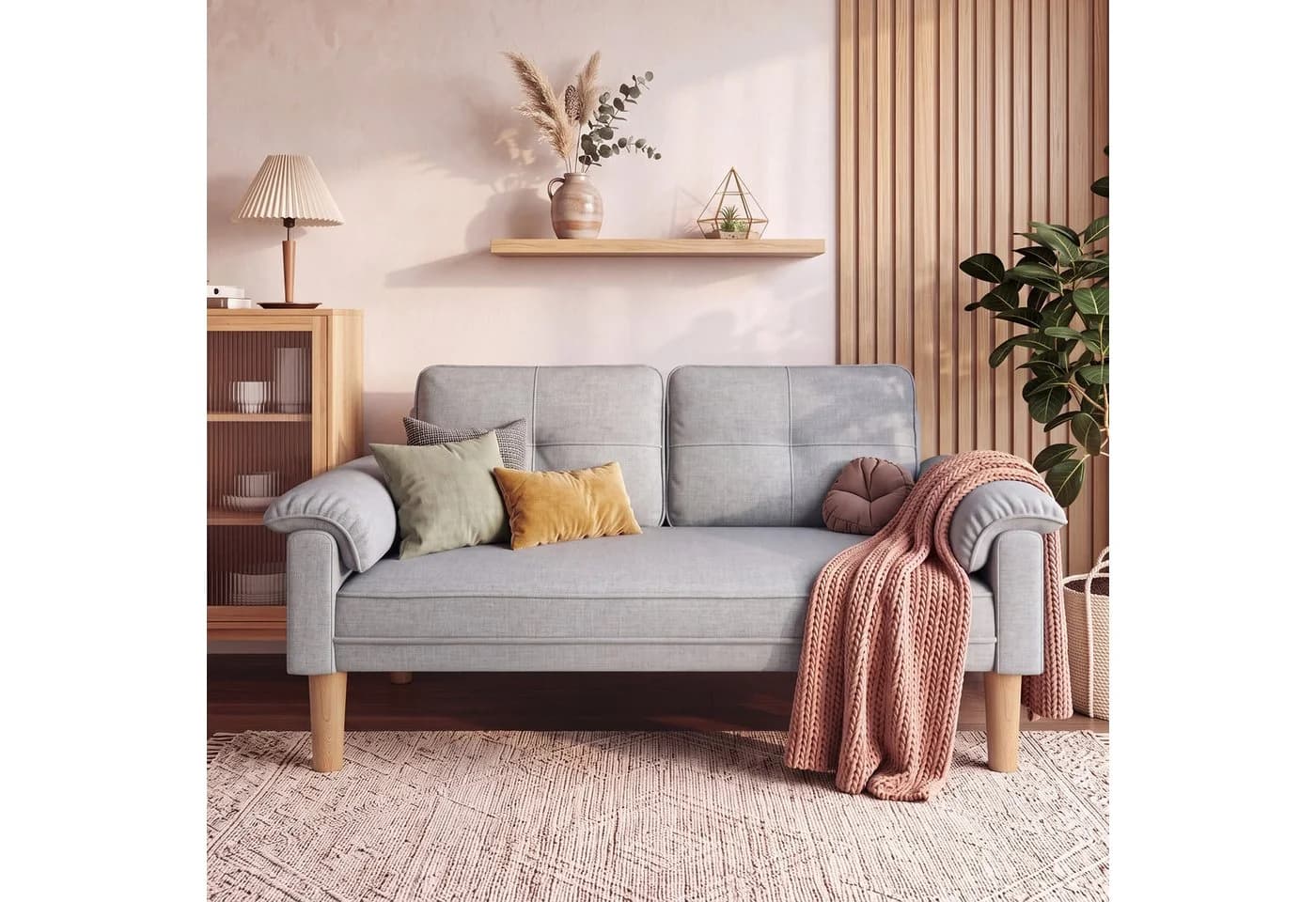 Blishom 2-Sitzer Sofa Skandi Design Grau Leinen