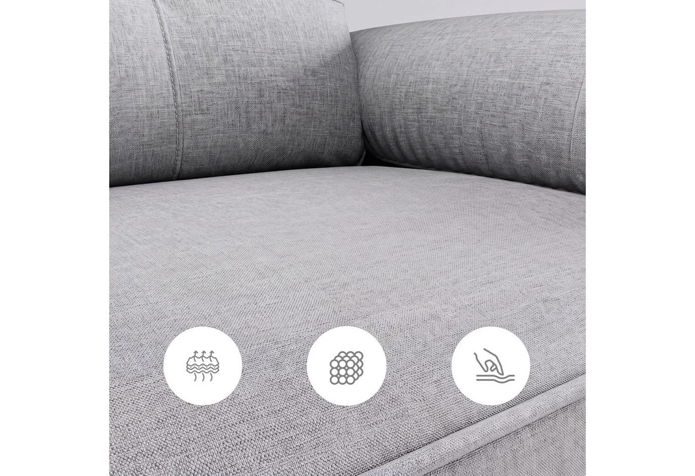 Blishom 2-Sitzer Sofa Skandi Design Grau Leinen - Bild 4