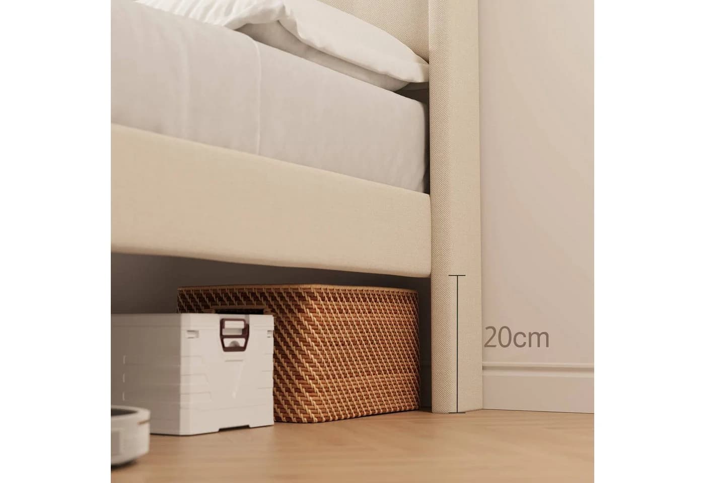 Blishom Polsterbett mit Flügelkopfteil Beige/Grau - Bild 3