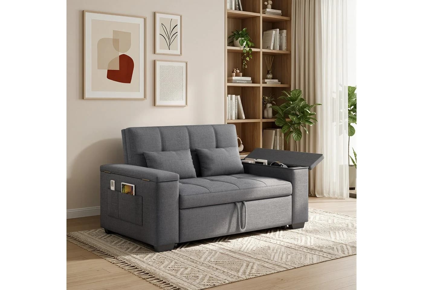 Blishom Schlafsofa 2-Sitzer grau mit verstellbarer Rückenlehne - Bild 3