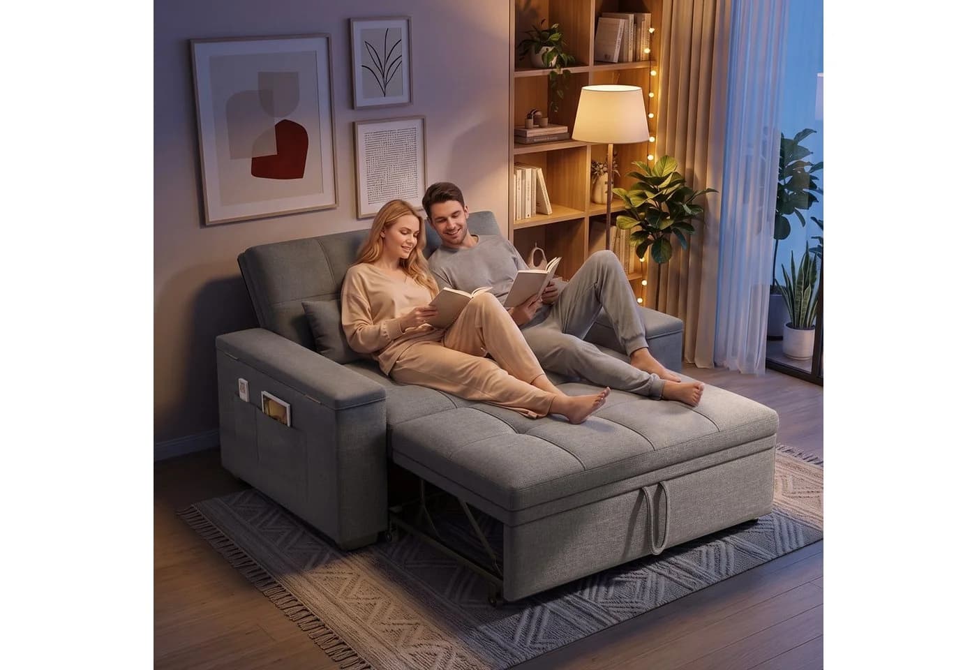 Blishom Schlafsofa 2-Sitzer grau mit verstellbarer Rückenlehne - Bild 4
