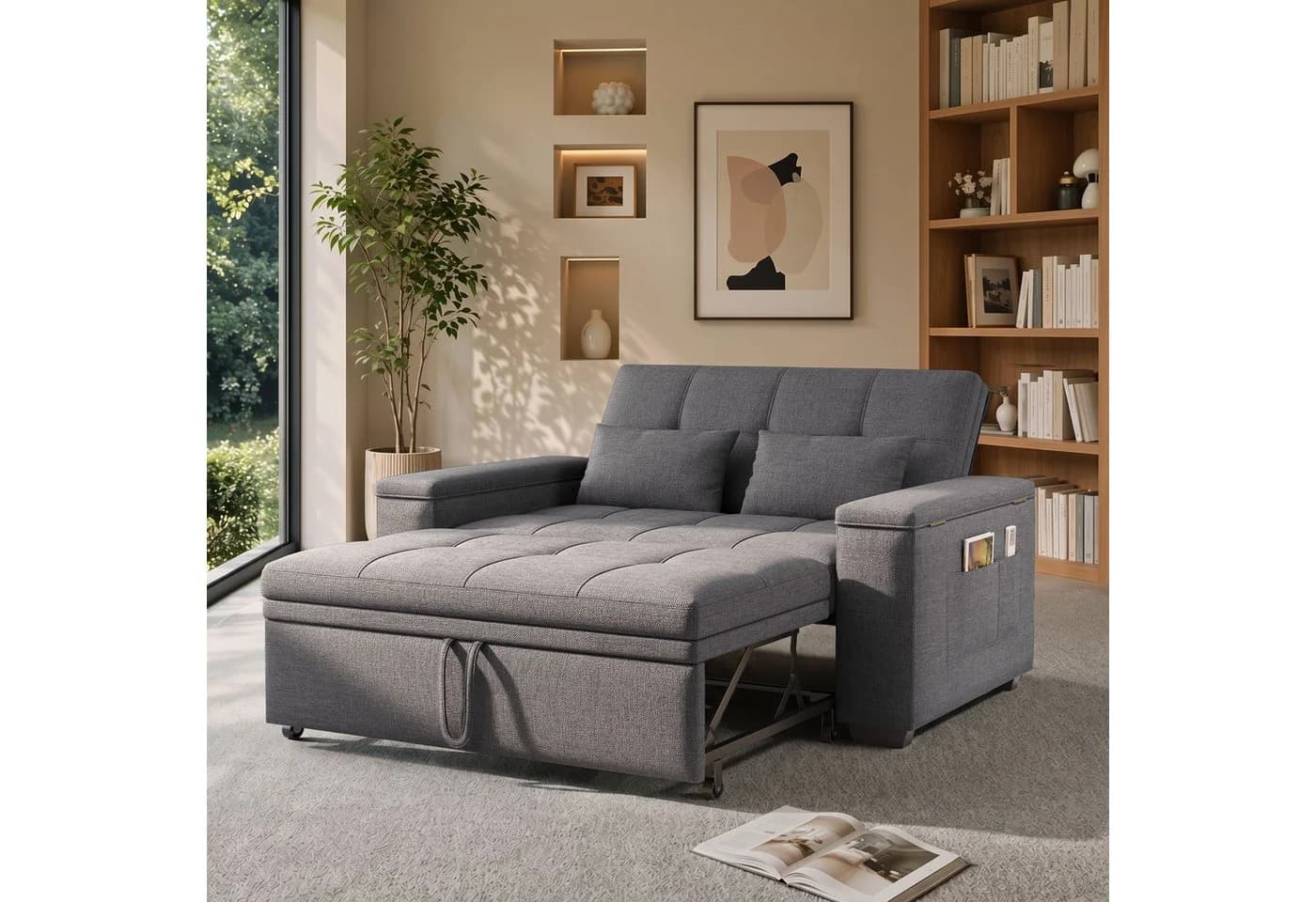 Blishom Schlafsofa 2-Sitzer grau mit verstellbarer Rückenlehne - Bild 5
