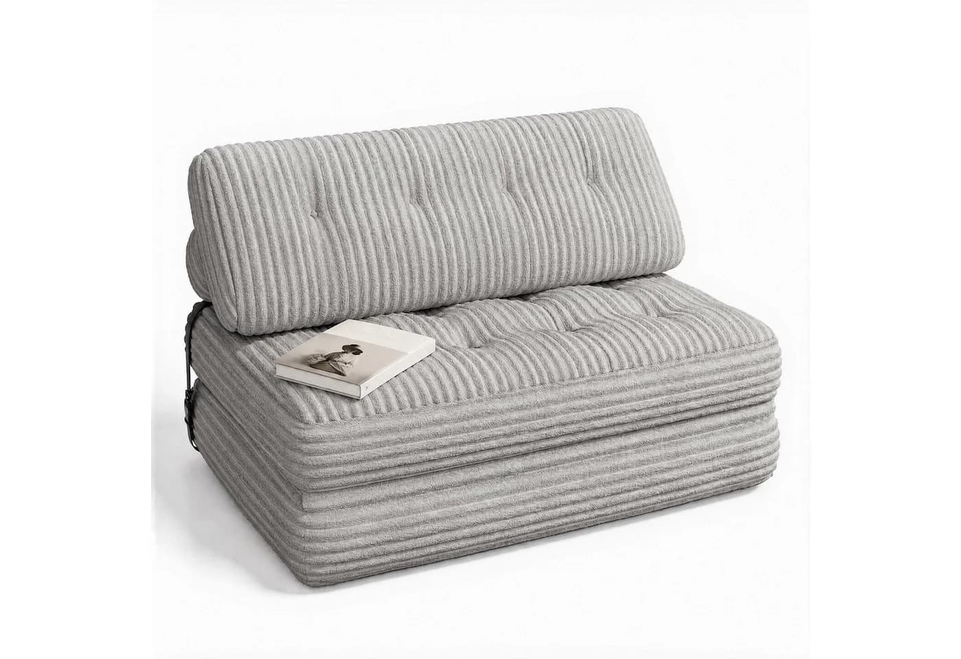 Blishom 2-in-1 Schlafsofa aus Cord Grau Faltbar - Bild 2