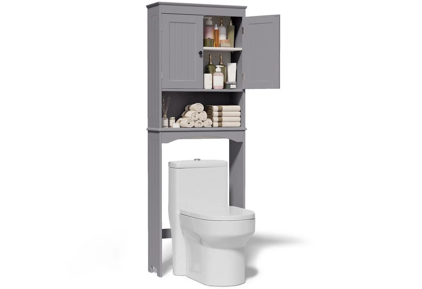 Blishom Badregal über Toilette Grau/Weiß mit Verstellbaren Böden - Bild 2