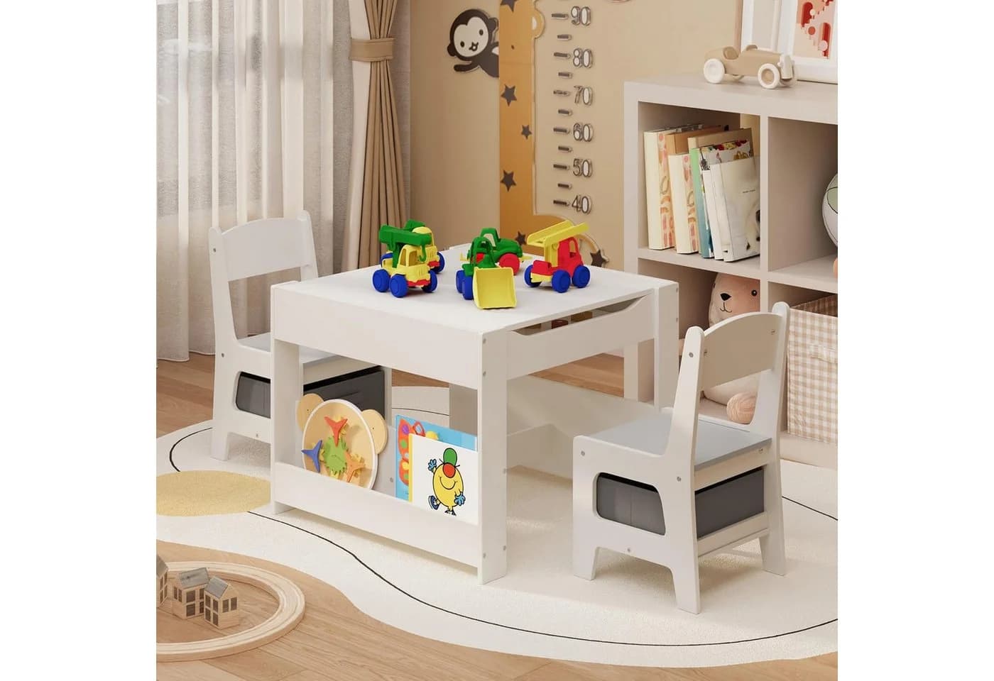 Blishom Kindertisch-Set 4-in-1 mit Wendetafel und Stauraum - Bild 4
