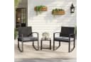 Blishom 3-tlg. Schaukelstuhl Set Grau/Blau/Beige Polyrattan Bild 3