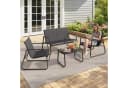 Blishom Gartenlounge-Set 4-tlg. Schwarz Stahl Textilene Glas Bild 1