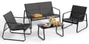 Blishom Gartenlounge-Set 4-tlg. Schwarz Stahl Textilene Glas Bild 2