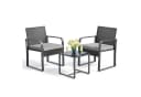 Blishom Balkonset 3-tlg. Grau/Beige Poly Rattan mit Kissen Bild 2