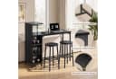 Bealife Bartisch 3-tlg. Schwarz mit 2 Barhockern & Weinglashalter Bild 1