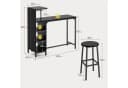 Bealife Bartisch 3-tlg. Schwarz mit 2 Barhockern & Weinglashalter Bild 5