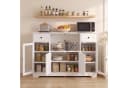 Bealife Buffet Küchenschrank Weiß mit Schubladen, Glastür & Mikrowellenregal Bild 1