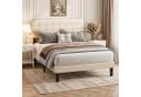 Bealife Bettgestell mit gepolstertem Kopfteil und Lattenrost Beige Bild 1