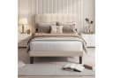 Bealife Bettgestell mit gepolstertem Kopfteil und Lattenrost Beige Bild 4