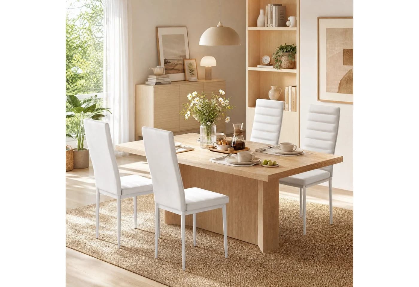 Blishom Esszimmerstuhl 4er-Set Samt gepolstert grau/schwarz/weiß - Bild 3
