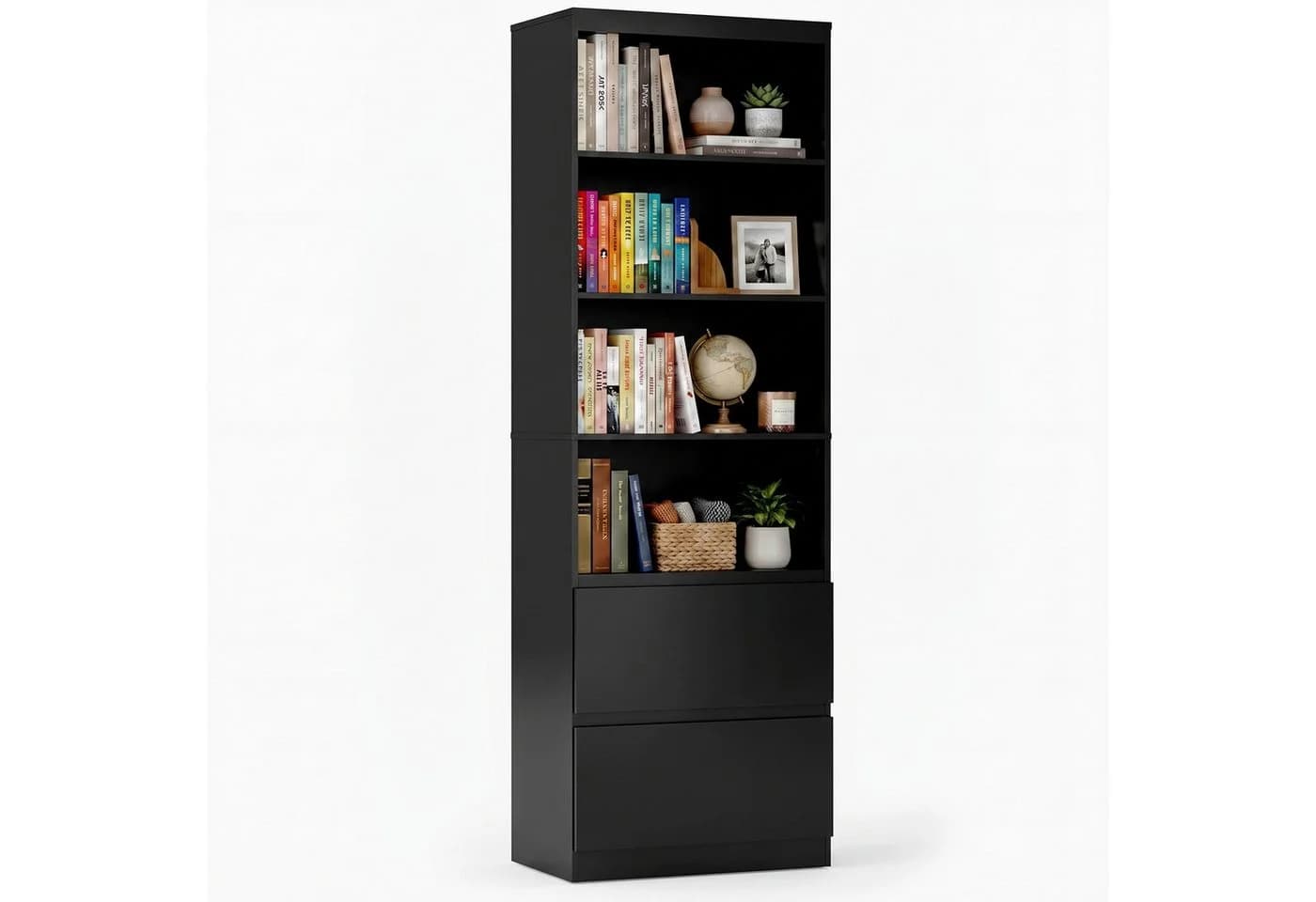 Bealife Bücherregal Hochschrank Schwarz mit 8 Fächern und 4 Schubladen - Bild 5