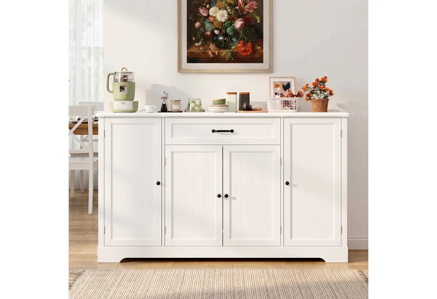 Bealife Sideboard Küchenschrank Weiß mit Arbeitsplatte